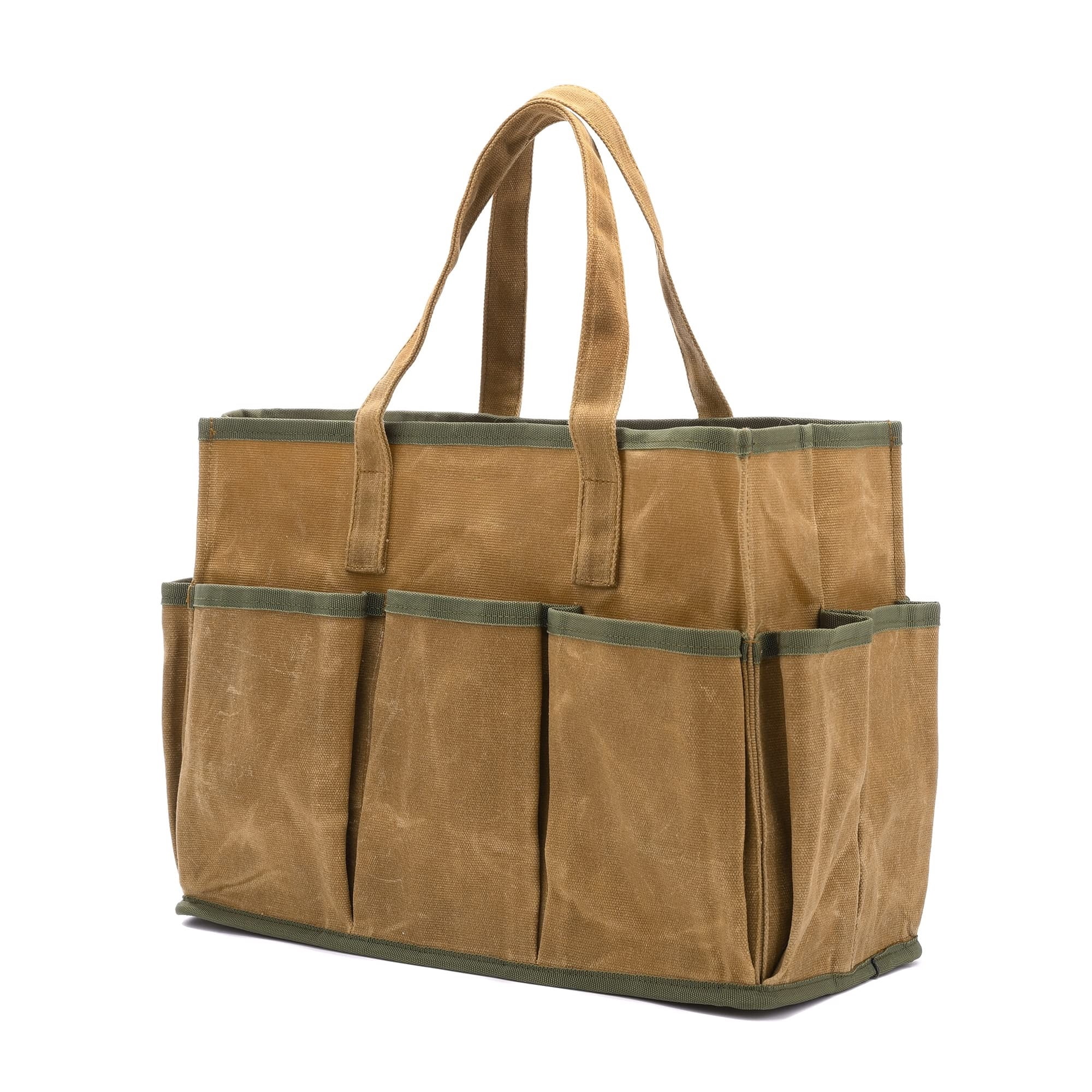 Lohol 16OZ Waxed Canvas Tool Tote Bag for Garden Tools Wrench Set & Screwdrivers | 11-Pocket Garden Tool Bag with Portable Handles, Multi-Purpose Tool Storage Organizer (14"L x 5.5"W x 10.5"H) – Grey