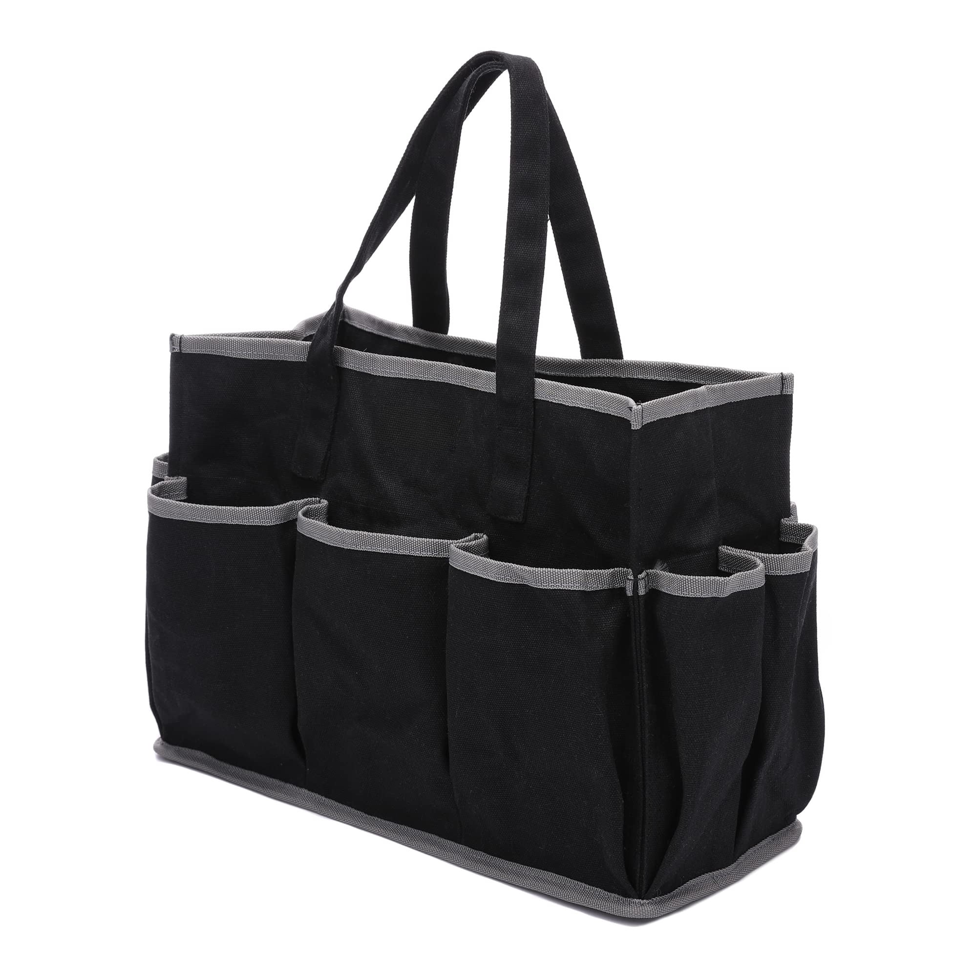 Lohol 16OZ Waxed Canvas Tool Tote Bag for Garden Tools Wrench Set & Screwdrivers | 11-Pocket Garden Tool Bag with Portable Handles, Multi-Purpose Tool Storage Organizer (14"L x 5.5"W x 10.5"H) – Grey