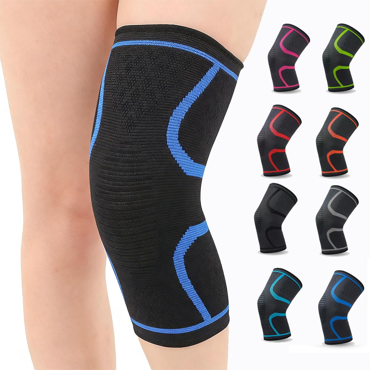 Lohol 2-Pack Compression Knee Brace for Women & Men - Knee Support Sleeve for Running, Weightlifting, Meniscus Tear, Arthritis Pain Relief, Breathable Anti-Slip Sports Knee Sleeves (Black)