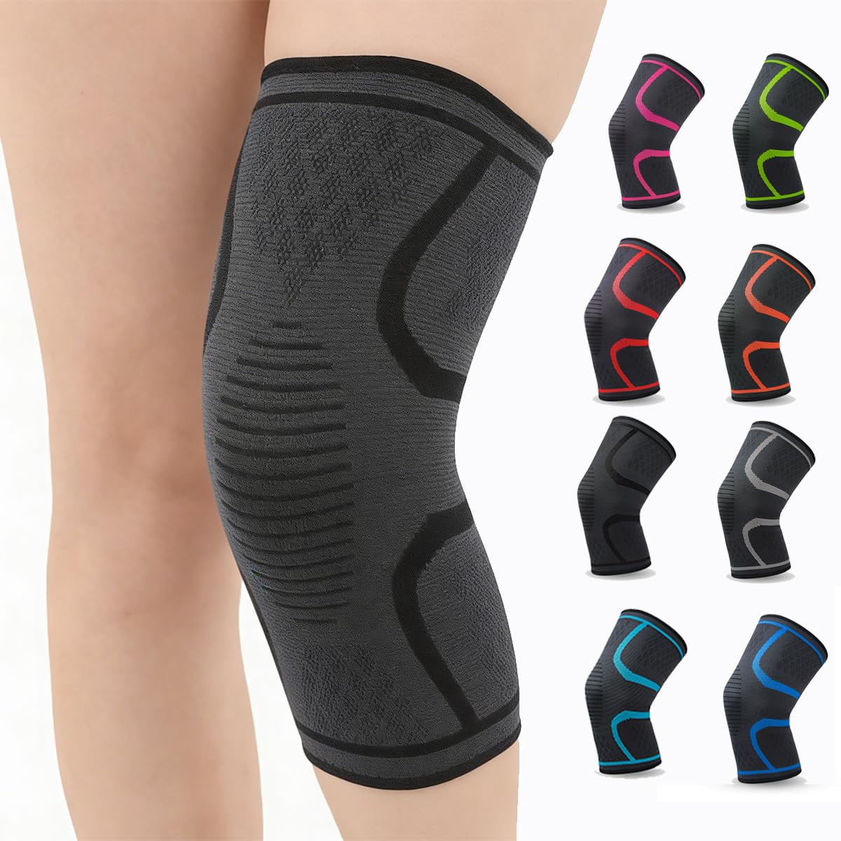 Lohol 2-Pack Compression Knee Brace for Women & Men - Knee Support Sleeve for Running, Weightlifting, Meniscus Tear, Arthritis Pain Relief, Breathable Anti-Slip Sports Knee Sleeves (Black)