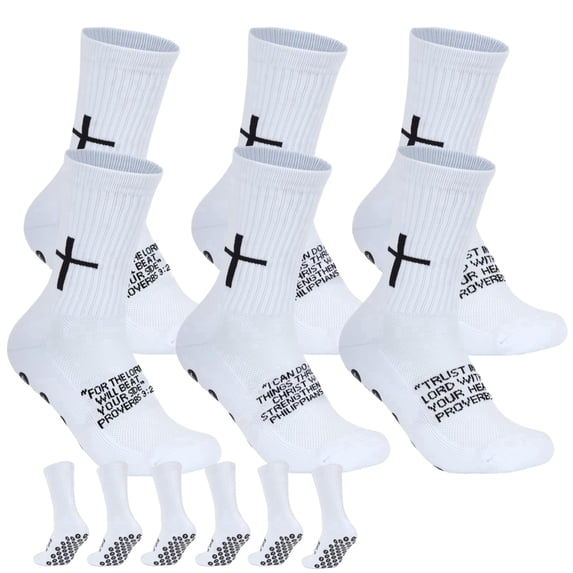 Lohol 6 Pairs Cross Grip Soccer Socks for Men & Women - Anti-Slip Sports Socks with Grip for Training, US 6-13