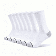 thumbnail image 1 of Lohol 6Pack Unisex 100% Cotton Moisture Wicking Cushion Crew Socks (White), 1 of 5