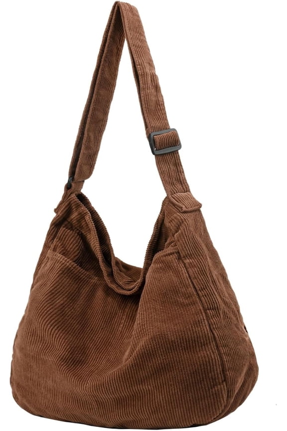 Canvas Tote Bag, Casual Hobo Crossbody Shoulder Bag for Women and Men, Large Purse for Travel and Work-Brown