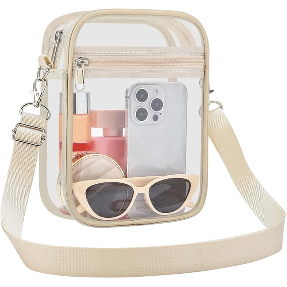 Lohol Clear Purse Stadium Approved CrossBody Bag for Men and Women Creamy-Small