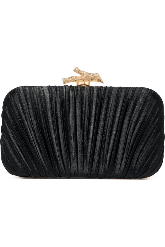 Clutch Purses for Women Evening/Wedding Chic Woven Bag Formal PU Leather Purse Designer Handbags for Women(Black Satin)