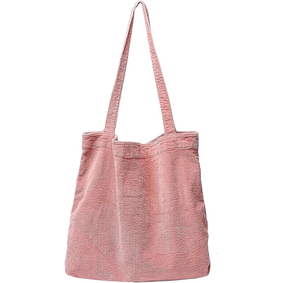 Lohol Corduroy Tote Bag for Women Girl Canvas Shoulder Handbags Cute Large Purse-pink