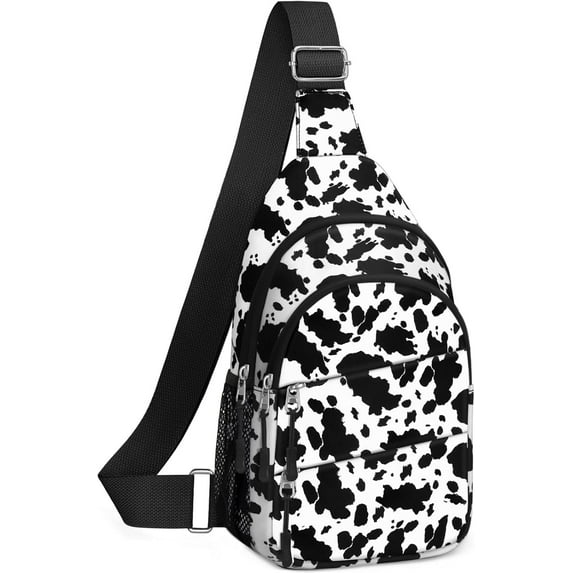 Lohol Unisex Sling Bag Small Crossbody Backpack Anti-Theft Lightweight for Travel and Hiking (L,Cow Print)