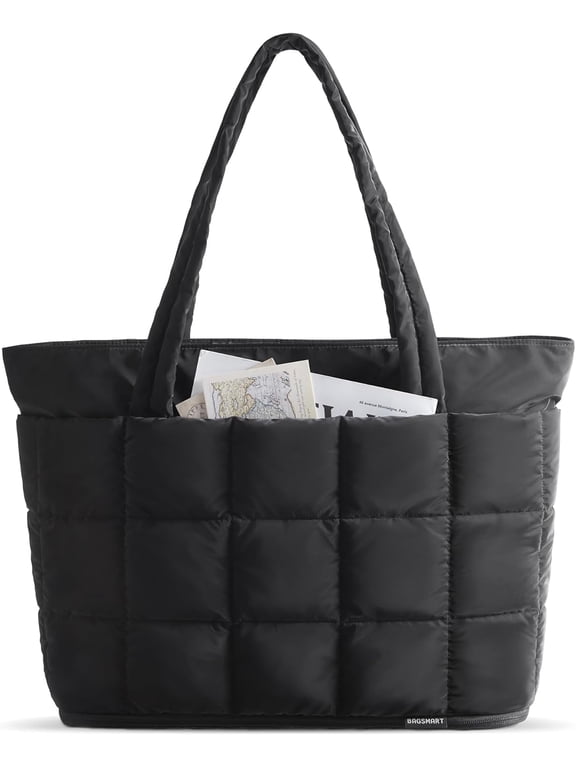 Expandable Tote Bag for Women, Puffer Work Tote Water-Resistant Quilted, Nurse and Carry-On Travel Gym Bag