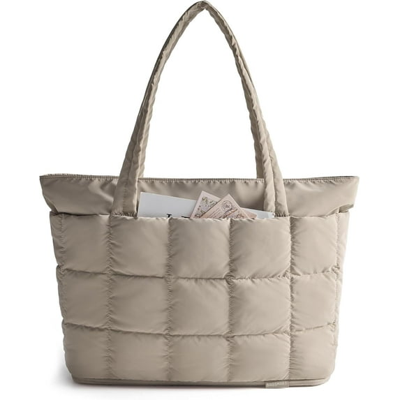 Lohol Expandable Tote Bag for Women, Puffer Work Tote Water-Resistant Quilted, Nurse and Carry-On Travel Gym Bag