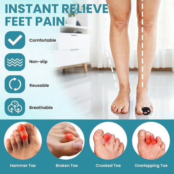 Lohol Hammer Toe Straightener for Women & Men - 4 PCS Non-Slip Toe Splints Wraps, Hammer Toe Corrector Relief for Broken Toes, Crooked Toes & Overlapping Toes
