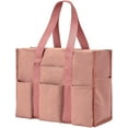thumbnail image 1 of Lohol Large Tote Bag for Women Waterproof with 12 Pockets Top Zipper Closure Utility Teacher Nurse Bags for Work School-Pink, 1 of 8