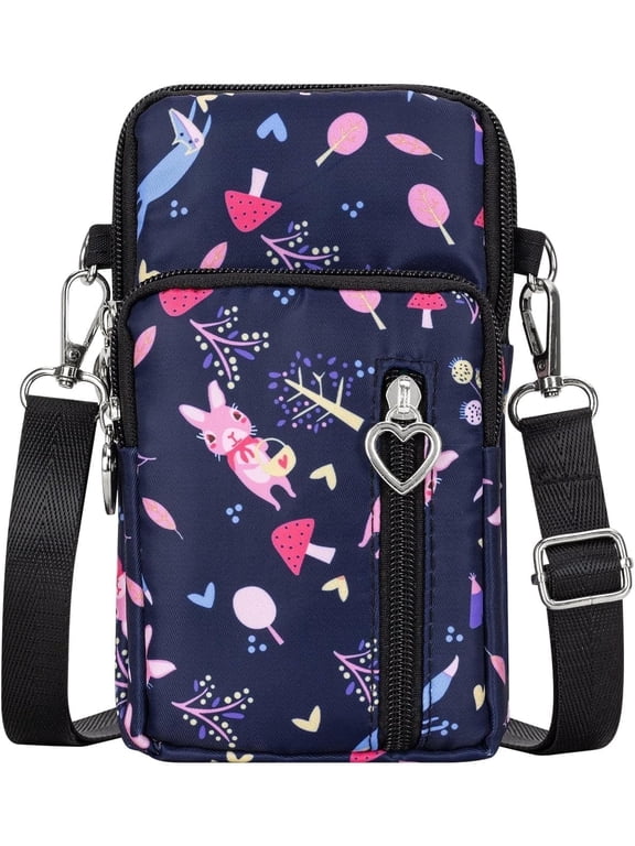 Lightweight Small Crossbody bags Cell Phone Purses Travel Pouch Shoulder Bag for Women(Black Mushroom)