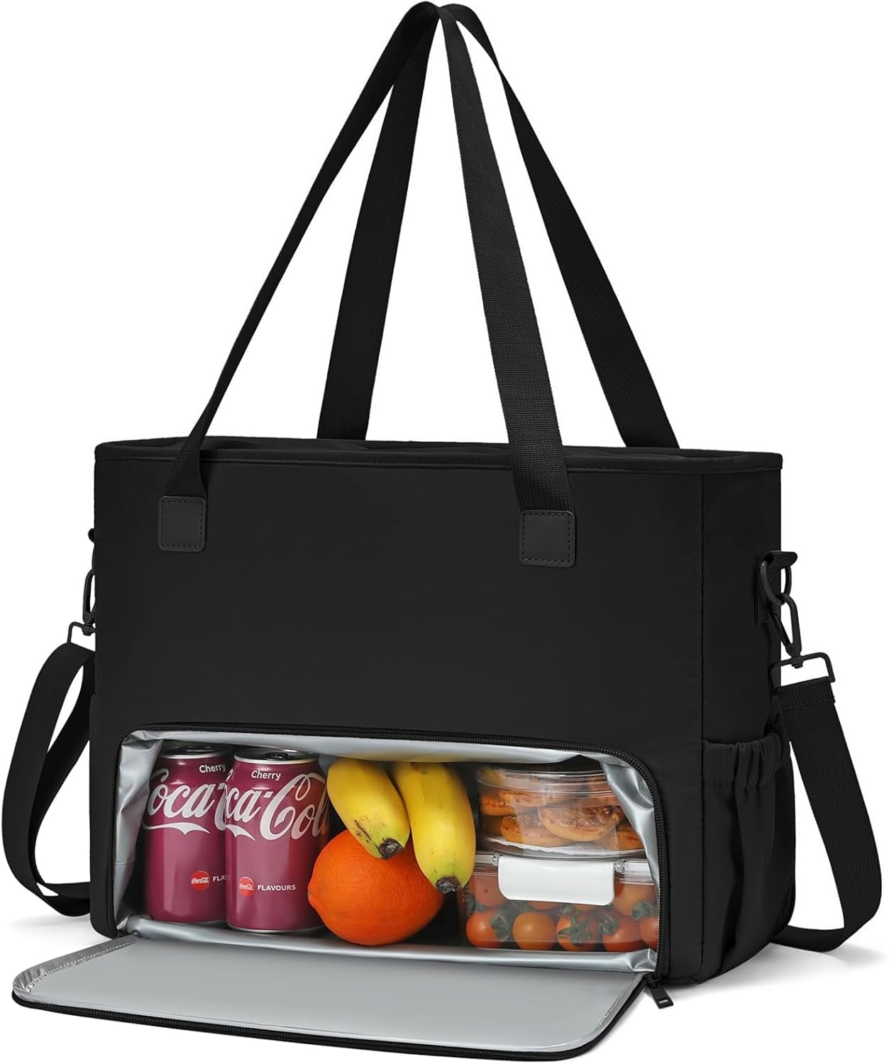 Lohol 2-in-1 Insulated Lunch & Work Tote Bag for Women, 15.6" Laptop Compartment, Teacher & Nurse Office Bag, Casual Laptop Messenger Bag-Black
