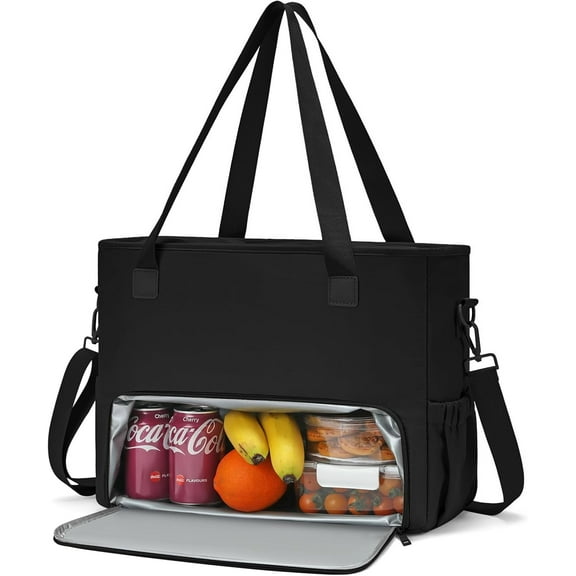 Lohol 2-in-1 Insulated Lunch & Work Tote Bag for Women, 15.6" Laptop Compartment, Teacher & Nurse Office Bag, Casual Laptop Messenger Bag-Black