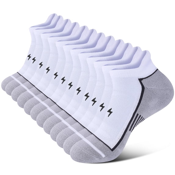 Lohol Mens Ankle Running Socks, Athletic Cushioned Low Cut Moisture Wicking Cotton Short Sports Socks, 6 Pairs