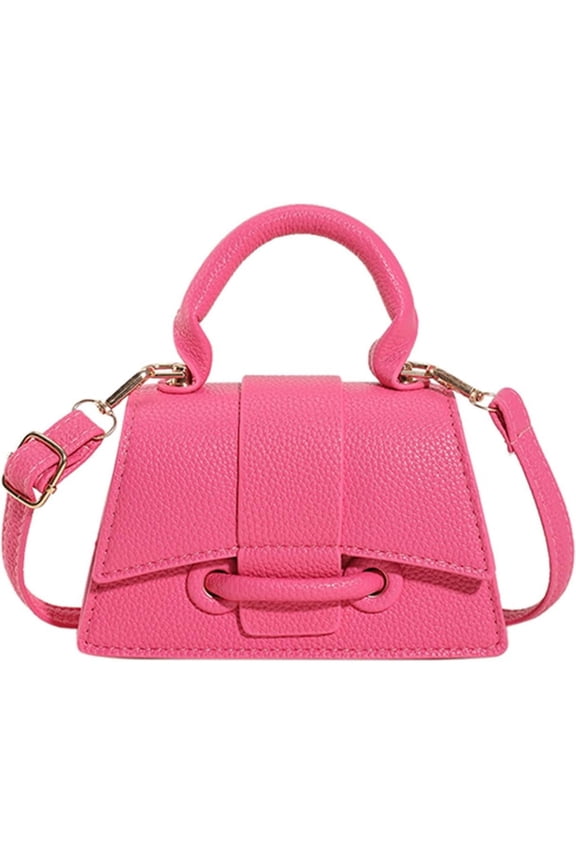 Micro Mini Crossbody Handbag Women's Purse Clutch Cute Mini Trendy Bag Top Handle PU Leather Shoulder Bag(Pink Mini)