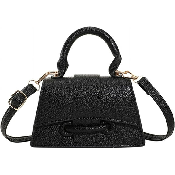 Lohol Micro Mini Crossbody Handbag Women's Purse Clutch Cute Mini Trendy Bag Top Handle PU Leather Shoulder Bag(Black Mini)