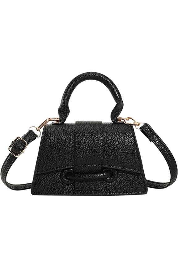Micro Mini Crossbody Handbag Women's Purse Clutch Cute Mini Trendy Bag Top Handle PU Leather Shoulder Bag(Black Mini)