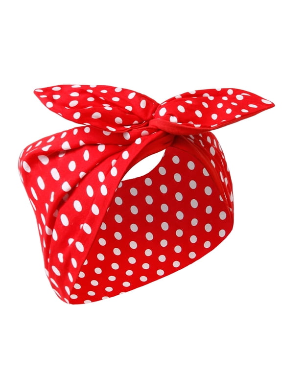 Polka Dot Bandana Headband with Bow, Vintage 50s Wide Hair Accessory for Women