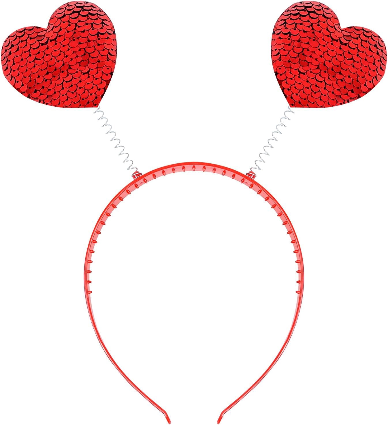 Lohol Sequin Heart Headband for Women, Red Cute Head Bopper for Halloween, Valentine's Day, Party & Wedding