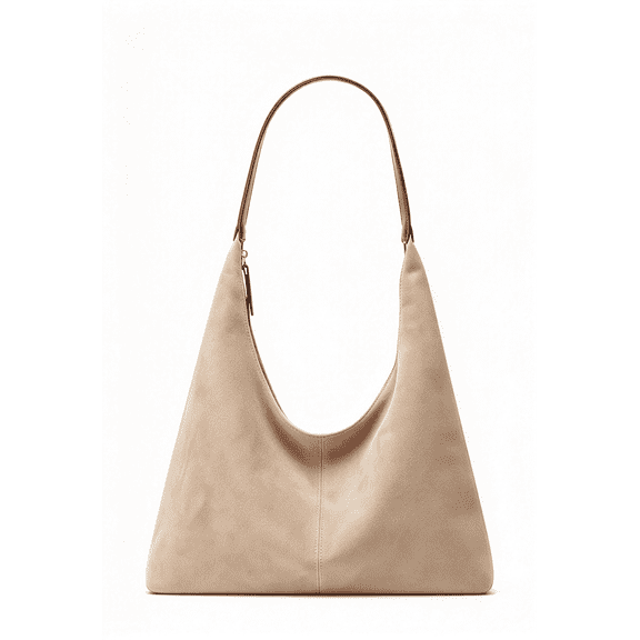 Lohol Trendy Suede Crescent Shoulder Bag Women Tote Bag Satchels Crossbody Purse Top-handle Travel College Work Tote Handbag-Beige White