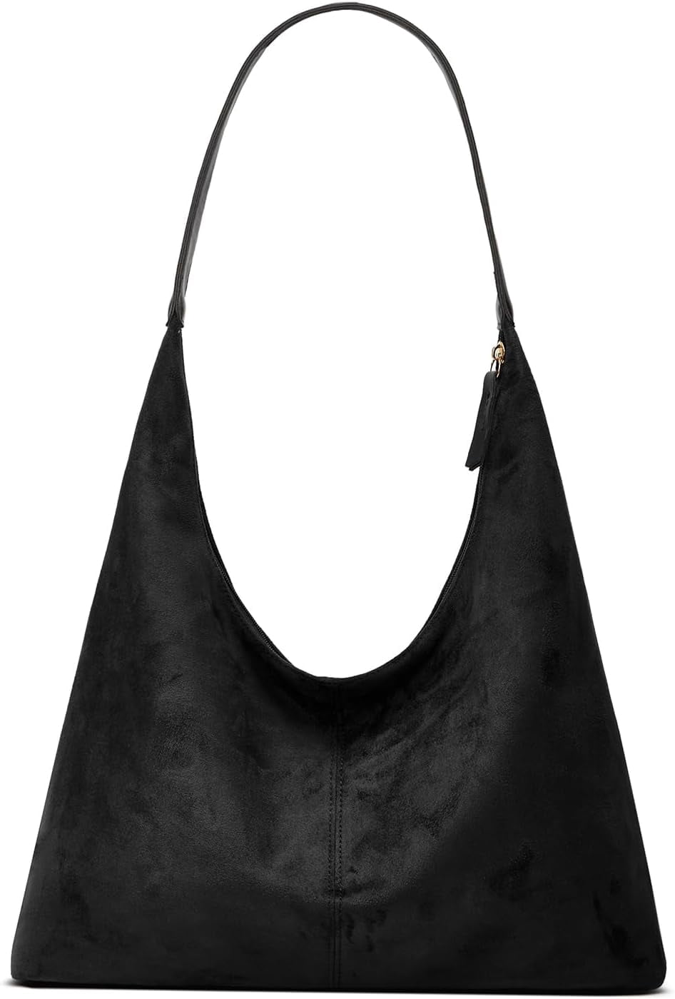 Lohol Trendy Suede Crescent Shoulder Bag Women Tote Bag Satchels Crossbody Purse Top-handle Travel College Work Tote Handbag-Black