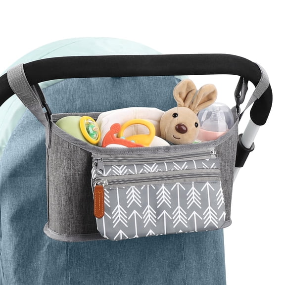 Lohol Universal Stroller Organizer with Detachable Phone Bag & Diaper Pocket, Stroller Caddy Accessory