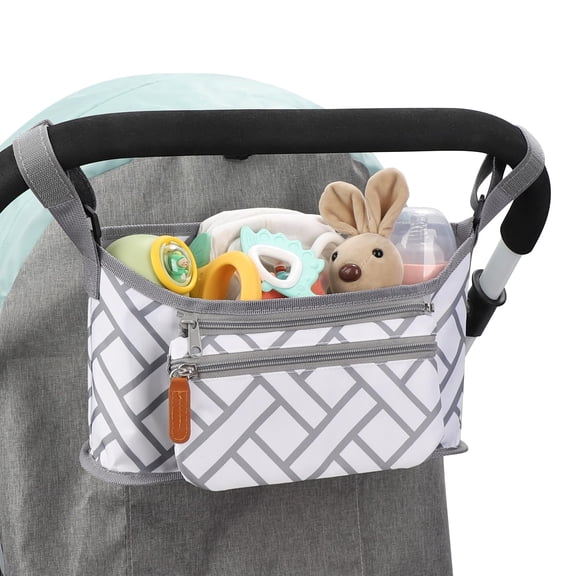 Lohol Universal Stroller Organizer with Detachable Phone Bag & Diaper Pocket, Stroller Caddy Accessory