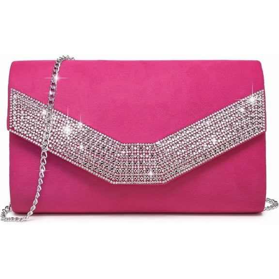 Lohol Women's Evening Bags Formal Party Clutches Wedding Purses Cocktail Prom Handbags-Rhinestone Rose