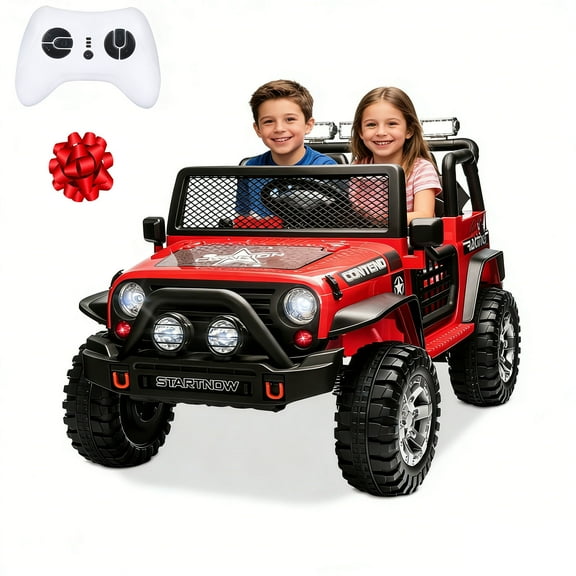 Lohom 12 V Powered Ride-On Toy Jeep Truck with Remote Control, LED Lights and MP3 Player