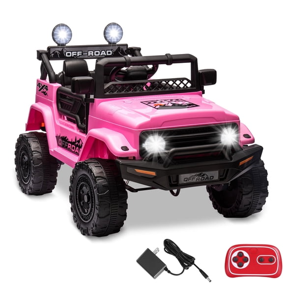 Lohoms 12V Kids Ride on Truck, Electric Battery Powered Kids Ride on Car Toy Vehicle Jeep MP3 with Remote Control 3 Speeds, Pink