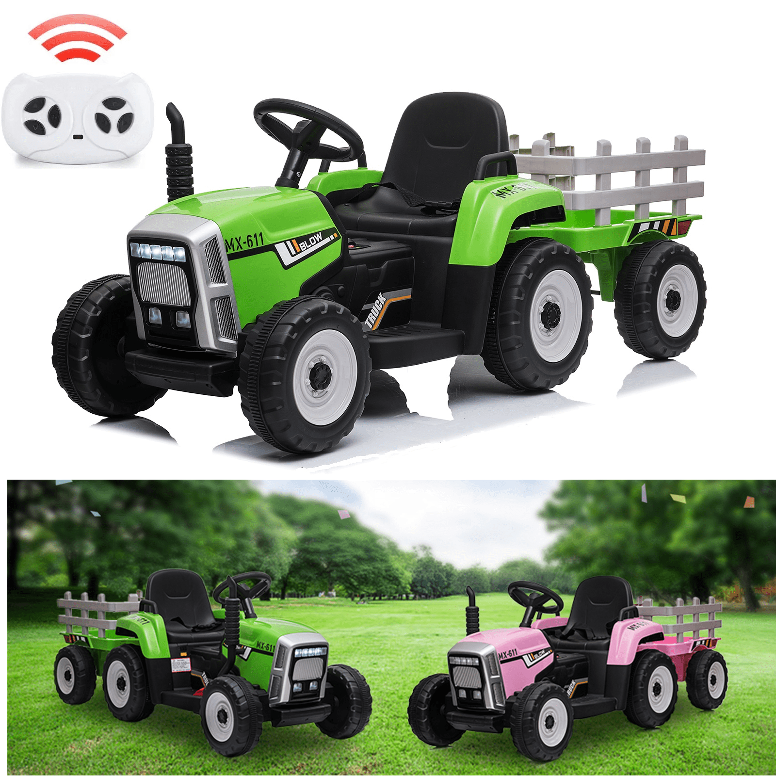 Lohoms 12v Ride On Tractor Electric Rugged 6 Wheeler Ride On Car With