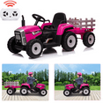 thumbnail image 1 of Lohoms 12V Ride On Tractor, Electric Rugged 6-Wheeler Ride-On Car With Trailer for Kids, 25W Tread Tire, Remote Control, Lights, Pink, 1 of 10
