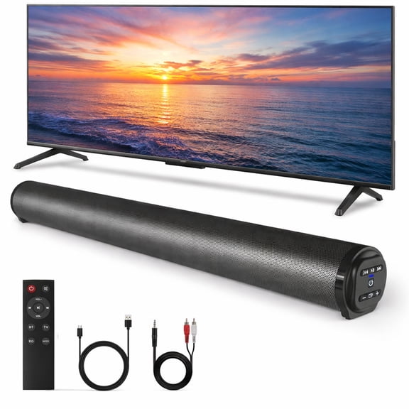Lohoms 20" Wireless Bluetooth 5.0 Soundbar for TV/PC, 20W Surround Sound Bar with Subwoofer & Remote Control, Support RCA/AUX/TF Card, Slim Sound System for Home Theater & Gaming
