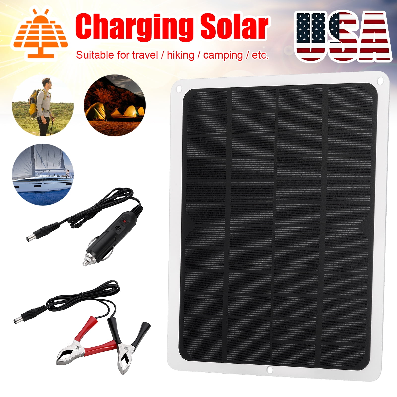 Lohoms 22W Solar Panel Kit 12V Trickle Charger Battery Charger Maintainer Boat RV Car