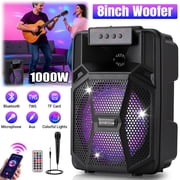 Lohoms 8 Portable Bluetooth Party Speaker, Wireless Outdoor PA System with Deep Bass, LED RGB Lights, TWS, FM Radio, USB/TF Card, Rechargeable Battery for Tailgating, Camping & Home