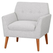 Lohoms Arm Chair, Accent Single Sofa Modern Linen Fabric Upholstered Armchair Club Chair, Home Study Rest Seat With Wood Legs Living Room, Light Gray
