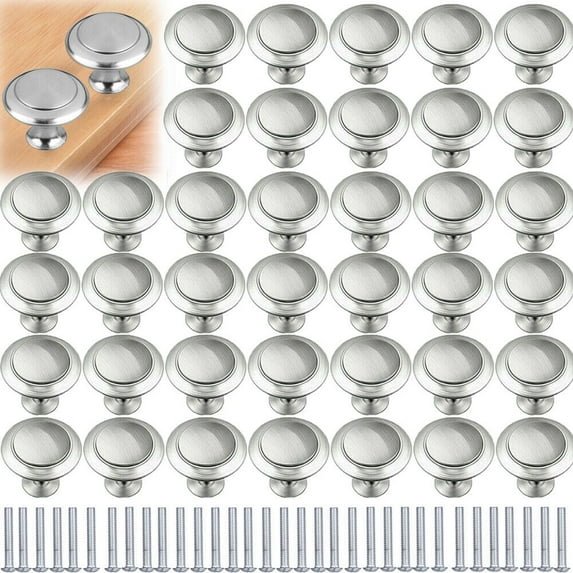 Lohoms Door Knobs, 500PCS Cabinet Knobs Drawer Pulls, Stainless Steel Door Handles Kitchen Cupboard Drawer Hardware Brushed Nickel Pulls With Screws, Silver