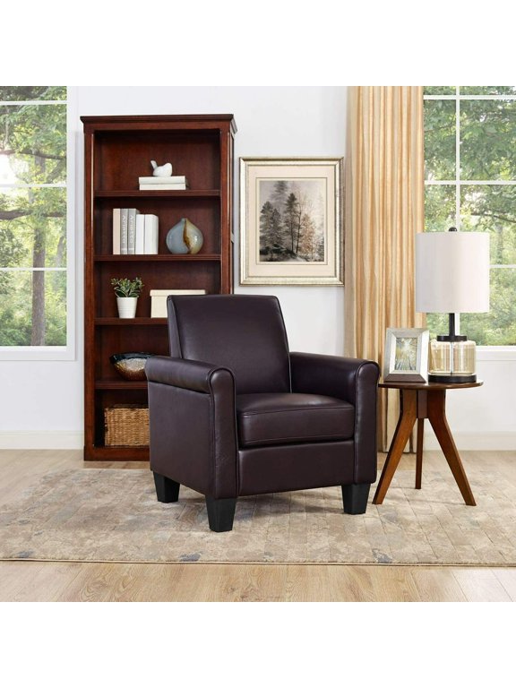 Modern Faux Leather Accent Chair Uplostered Arm Chairs Comfy Single Sofa Chair for Living Room, Office Study