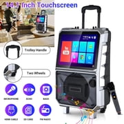 Lohoms Portable Karaoke Machine with Lyrics Display Screen, 8 Subwoofer, Built-in Tablet, Rechargeable Wireless Speaker with One Mics & DJ Lights, Gift for Adults, Family & Holiday Parties