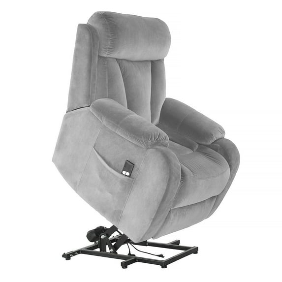 Lohoms Power Lift Recliner Chair, Electric Recliners for Elderly Seniors with Remote Control, Comfy Lounge Single Sofa, Leisure Relaxing Chair, 2 Side Pockets, Gift for Your Family, Light Gray