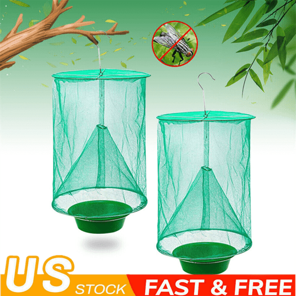 Lohoms Ranch Fly Traps, 2 Packs Outdoor Fly Trap Catcher Killer Bug Pest Cage Net, Reusable Hanging Fly Trap, For Horses