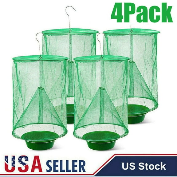 Lohoms Ranch Fly Traps, 4 Packs Outdoor Fly Trap Catcher Killer Bug Pest Cage Net, Reusable Hanging Fly Trap, For Horses