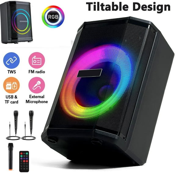 Lohoms Tiltable Bluetooth Portable Speaker 8" Woofer FM TWS Mic LED