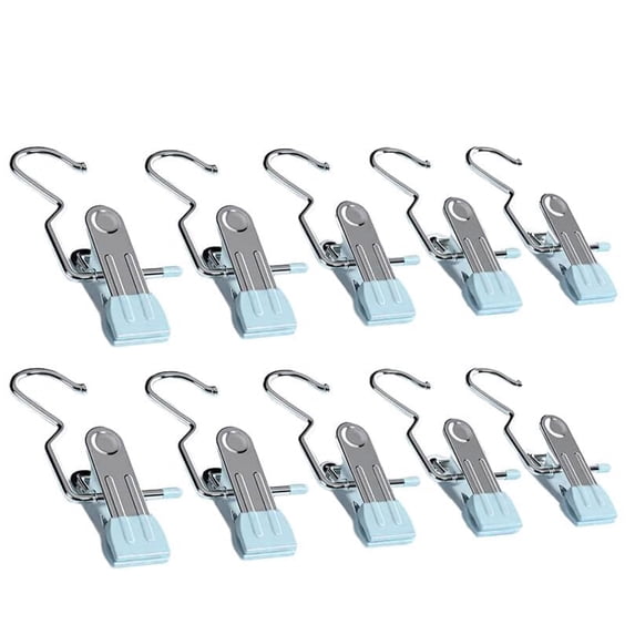 Lohuatrd 10Pcs Hanger Clip Space-Saving Metal Clothespin Hook Soft Rubber Coating Durable Clip for Clothes Pants Hats