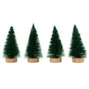Lohuatrd 4Pcs Mini Christmas Tree Realistic Exquisite Workmanship Wooden Base Christmas Tree Ornament for Party Home Decor