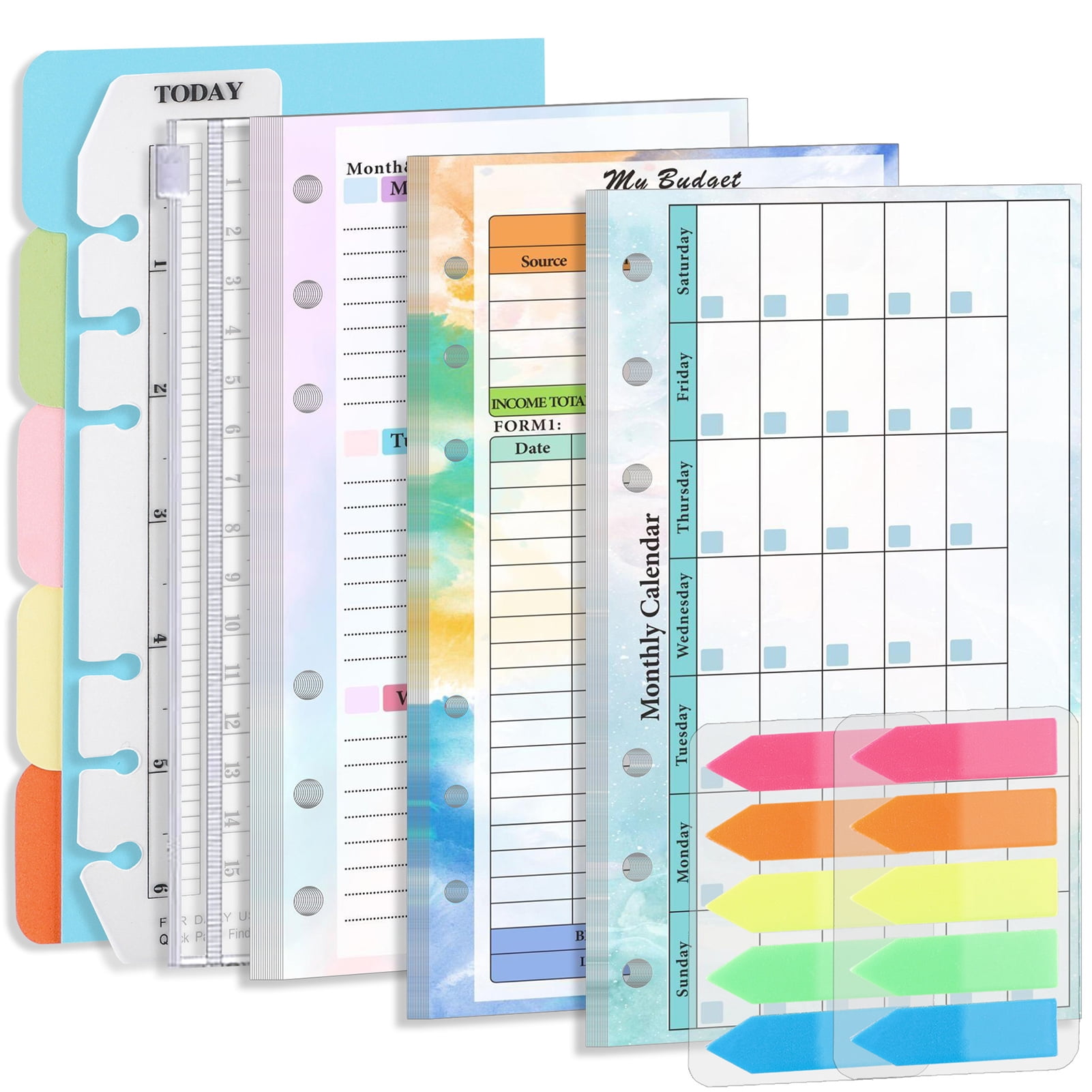  Toplive A6 Planner Refill Paper Budget Shhets 82 Sheet  Colorful Monthly Weekly Planner Losse Leaf Inserts 6 Hole Expense Tracker  for A6 Binder Cover Bill Saving Organizer : Office Products