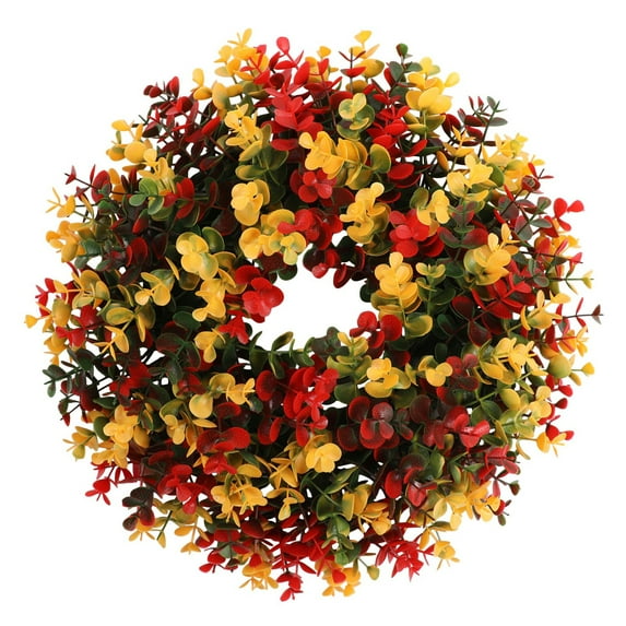 Lohuatrd Artificial Wreath Fade-resistant Bright Color Realistic Simulated Eucalyptus Wreath Pendant for Holiday Decoration