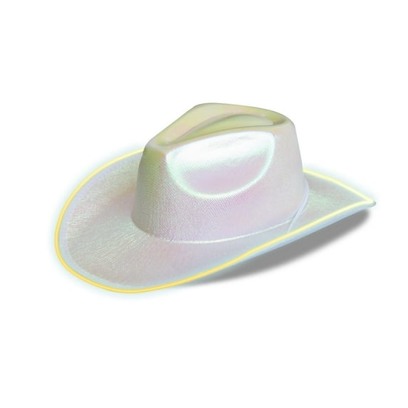 Lohuatrd Bright Colors Cowboy Hat Wide Brim Hemming Windproof Rope Halloween Holographic LED Light Jazz Hat Fashion Accessories