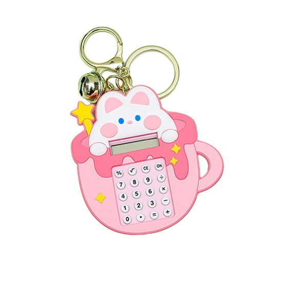 Lohuatrd Cartoon Keychain Calculator Schoolbag Pendant Adorable Appearance Battery-Operated Portable Mini Calculator Decor